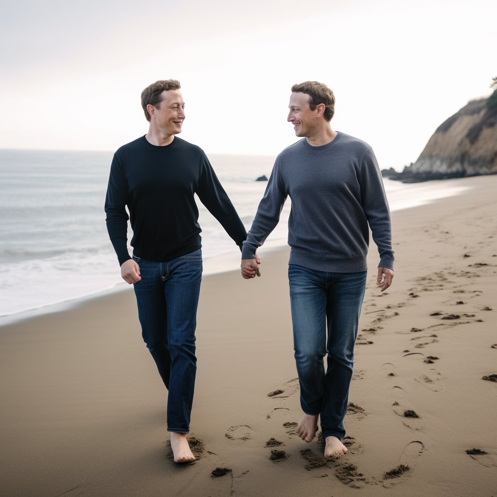 theonecoleman's tweet photo. @thatsmediva @elonmusk Sharing beach walks and notes. I wonder if they roll BJJ together? Zuck is a beast! https://t.co/4fcvRK8yTd