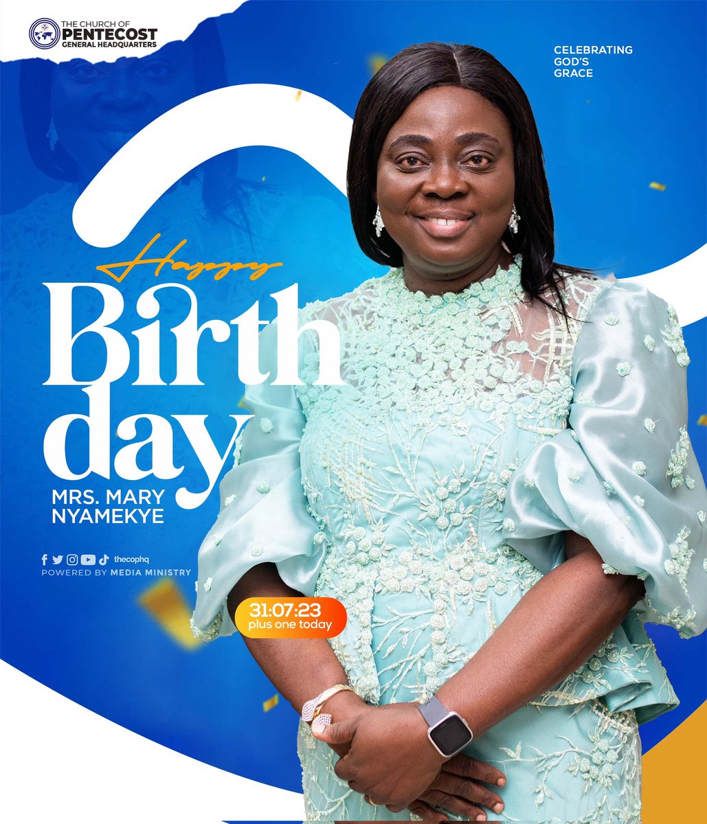 thecophq's tweet photo. Today, July 31, 2023, is the birthday of the wife of the Chairman of @thecophq, Mrs. Mary Nyamekye.

Happy birthday to you Maa. May God bless you.

You may also send in your birthday wishes in the comments section below 👇

#HappyBirthday | #MaximumImpact | #PossessingTheNations https://t.co/Nl9wTXkQ1Z