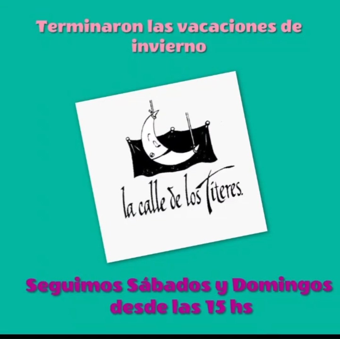 <a href="/Radio10/">Radio 10 - AM 710</a> <a href="/Gatosylvestre/">Gustavo Sylvestre</a> Buen día.
Terminaron las vacaciones y me cansé de ir con mi nieta a todas las propuestas maravillosas. 
Ayer en la Calle de los títeres,  Av. Caseros 1750, taller de títeres y 2 funciones maravillosas de Cabeza de Alfajor.
Siguen sábado y domingo, ¡ vayan!