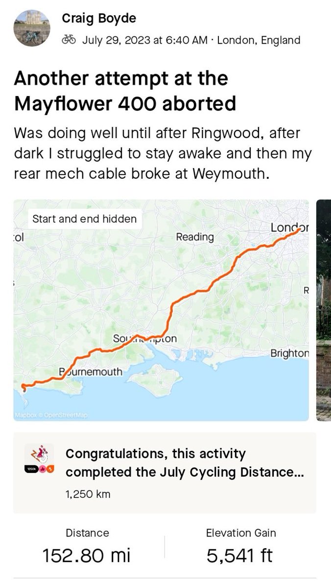 CB_cycles's tweet photo. The proposed route against what I rode. How it started and how it ended. Another mechanical, after 3 attempts at this and 3 DNF's I'm convinced it's cursed and binning this idea now. It was originally intended to be ridden in 2020 anyway #ukcyclechat #Mayflower400 #bikepacking https://t.co/n4NXOW3lrx