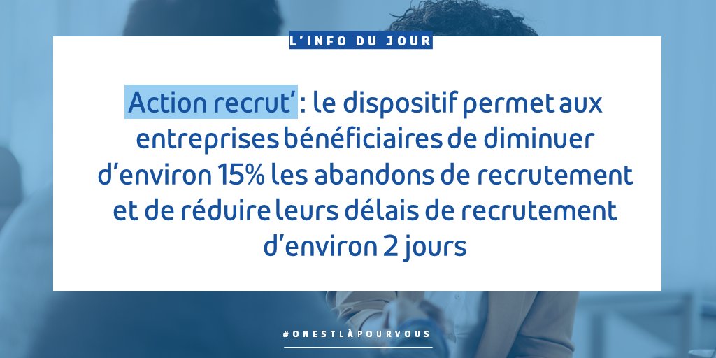 Pour lutter contres les difficultés de #recrutement, @pole_emploi a mis en place le dispositif « Action recrut’ » 🤝

Résultat ? 35 000 postes supplémentaires ont été pourvus en 2022 ➡️ pole-emploi.org/accueil/commun…

#TousMobilisés