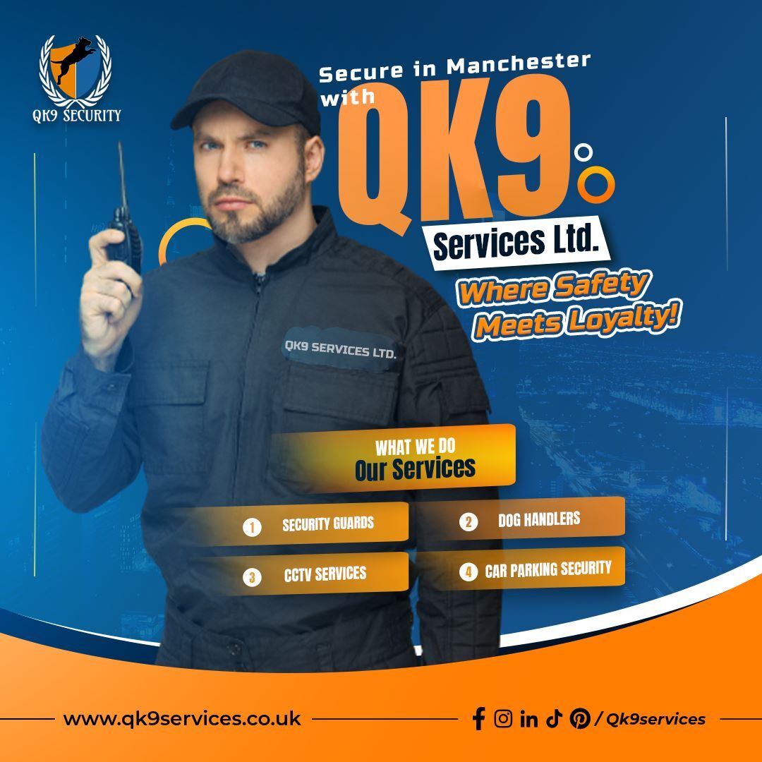 Qk9services's tweet photo. At QK9 Services Ltd
we understand the significance of protecting what matters most to you. Whether it's your home, business, or event, our highly-trained K9 security teams are here to provide you with top-notch protection and peace of mind.
#ManchesterSecurity #K9Protection https://t.co/RxwBZNDJnJ