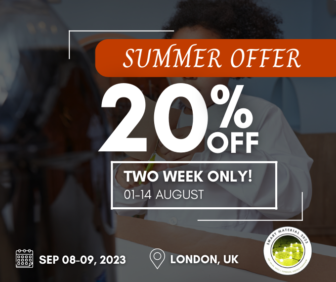 ConferenceLexis's tweet photo. Summer Offer! 20% Off Mid- Registration Fee!

Don't miss out on this amazing opportunity to address practical problems in Smart Materials with a global lens, engaging delegates from all over the world!  

👉 Register Now! https://t.co/rrWVh5XUQ7
#smartmaterial #ZindaBanda https://t.co/37ngIWB5jV