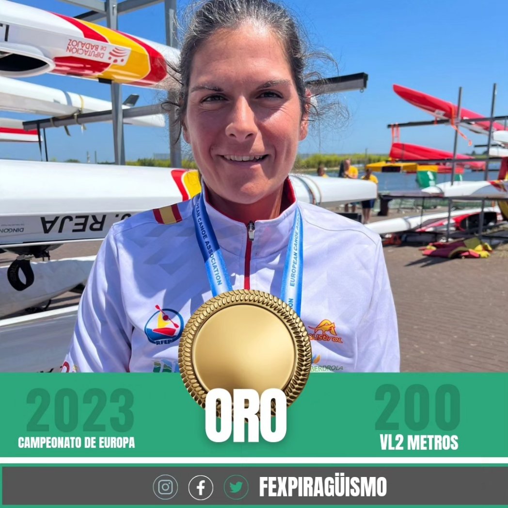 piraguismoextre's tweet photo. 💥 La oliventina @inesfelip y el emeritense Juan A. Valle se suben a lo más alto del podio, proclamándose 🏆Campeones de Europa🥇 🇪🇺 en Montemor O'Velho, Portugal 🇵🇹 https://t.co/H3WpJugOzw