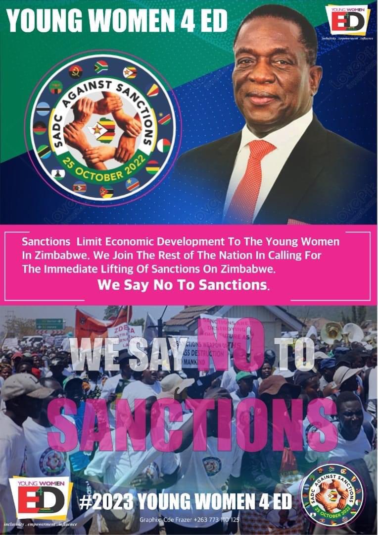 Sanctions are an Albatros to Economic development of the Young Women they should be unconditionally removed. This is a violation of human rights of the People of Zimbabwe. Why should people not practice what they preach. youngwomen4ed #Sanctionsmustgo.