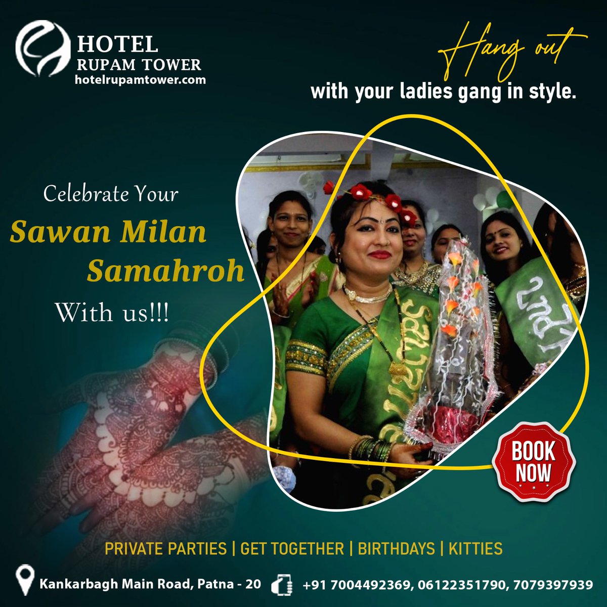HotelRupamTower's tweet image. सावन का महीना खिलने और खिलने का समय।
अपना सावन मिलन समारोह मनाएं हमारे साथ होटल रूपम टावर में|
Contact us:-+917004492369,06122351790
Visit us hotelrupamtower.com
#celebration #sawaan #sawaanmahotsav #sawaanmilan #Banquet #hotel #hotelrupamtower #BestHotelInPatna #Patna #Bihar