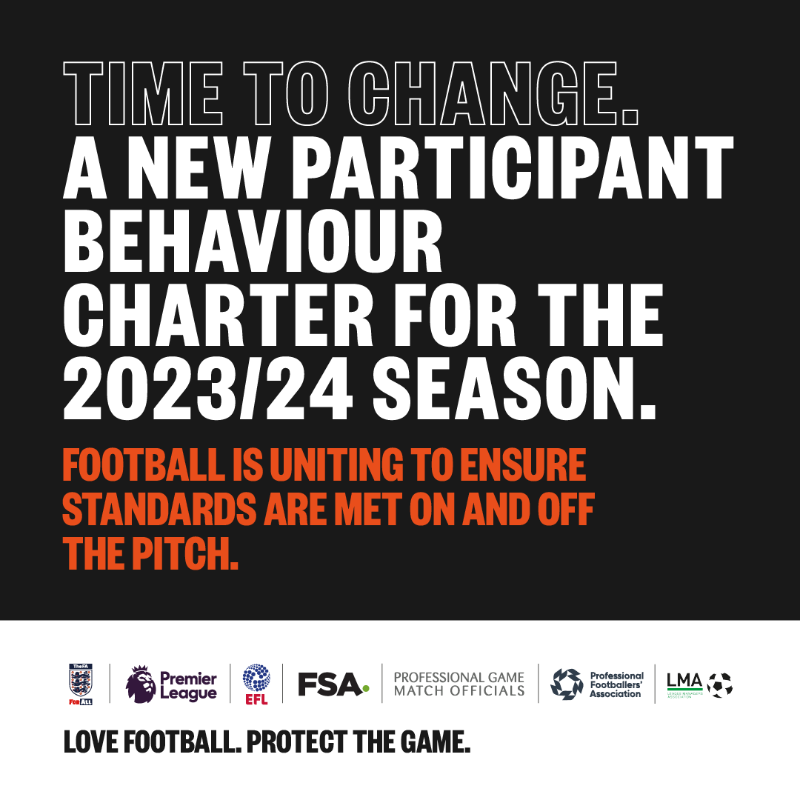 prorefofficial's tweet photo. “Football has come together and recognised that it’s time to change. There is a collaborative desire from all corners of the game to tackle unacceptable behaviour and we know we must play our part in delivering that."

A new Participant Behaviour Charter for the 2023/24 season ⤵️