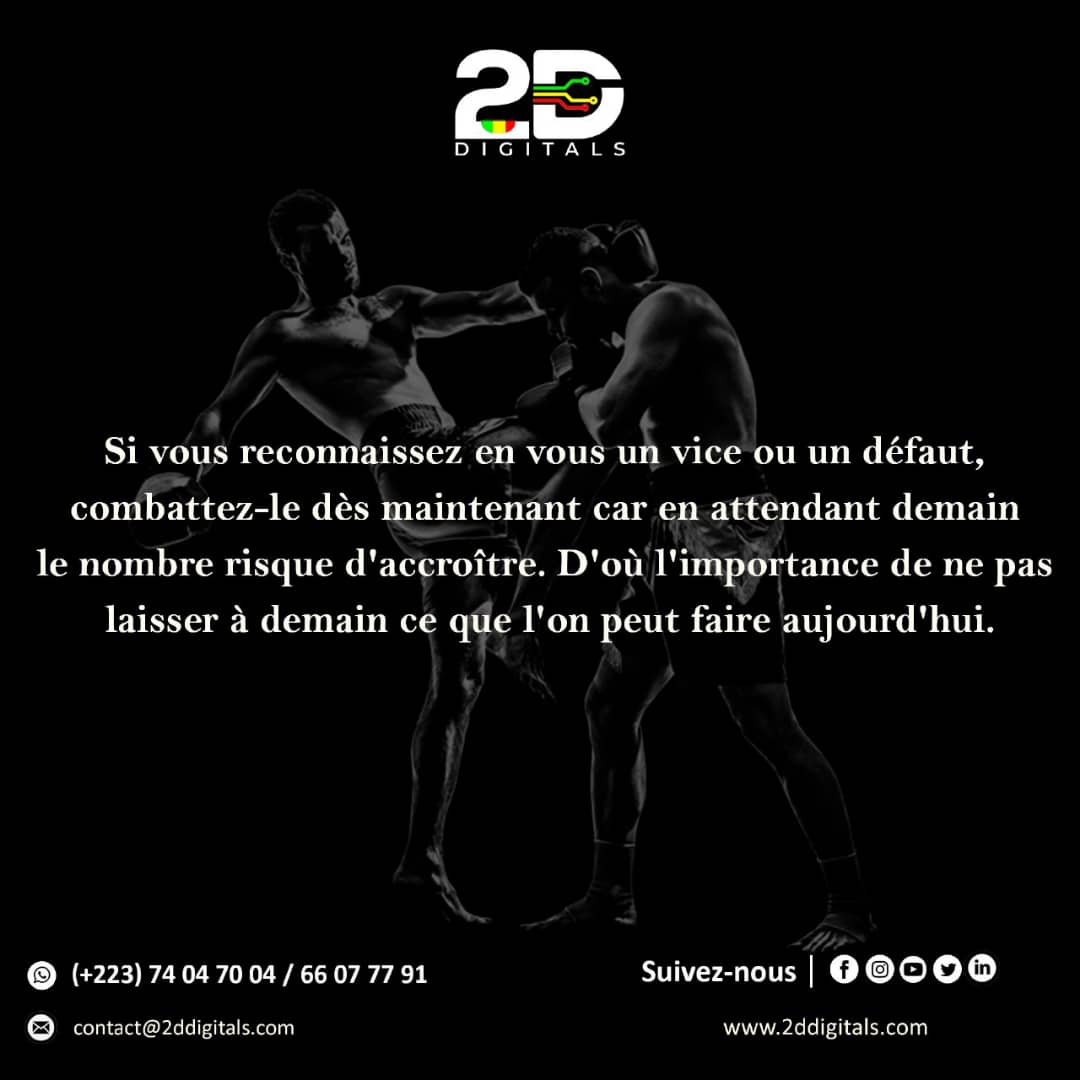Le report rend les choses difficiles alors retroussons nos manches et effrayons Lundi.

Bon début de semaine.

#onnelacherien
#stopprocrastination
#2ddigitals