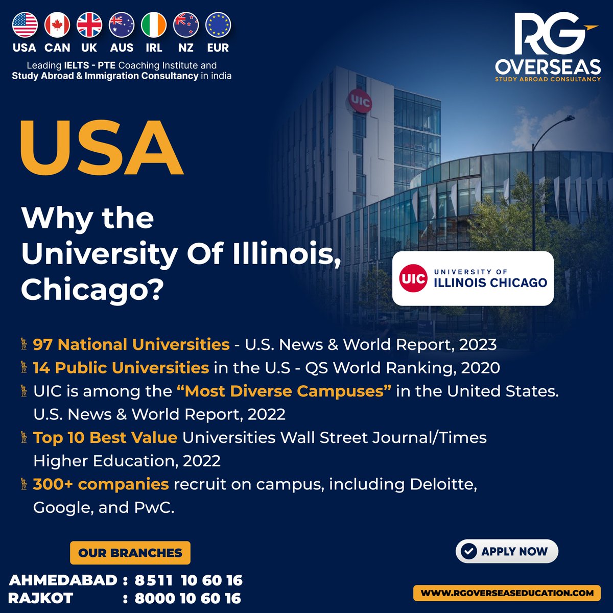 🇺🇸🎓 Dreaming of studying in the USA? 🌟 Discover why the University of Illinois, Chicago (UIC) is your gateway to success! 🏆📚

#universityofillinoischicago #uic #studyinusa #usaeducation #valueuniversities #careeropportunities #chicago #educationabroad #usavisa #ahmedabad