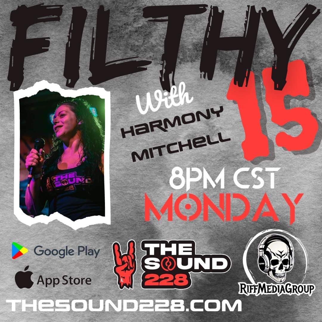 Join Harmony Mitchell every Monday night as she counts down the top new rock of the week on the Filthy Fifteen!  Did your favorite songs make the cut?  Tune in at 8pm CST right here to find out, download the app or listen on the web, link in bio.  Sponsored by <a href="/RiffMediaGroup/">Riff Media Group</a>.