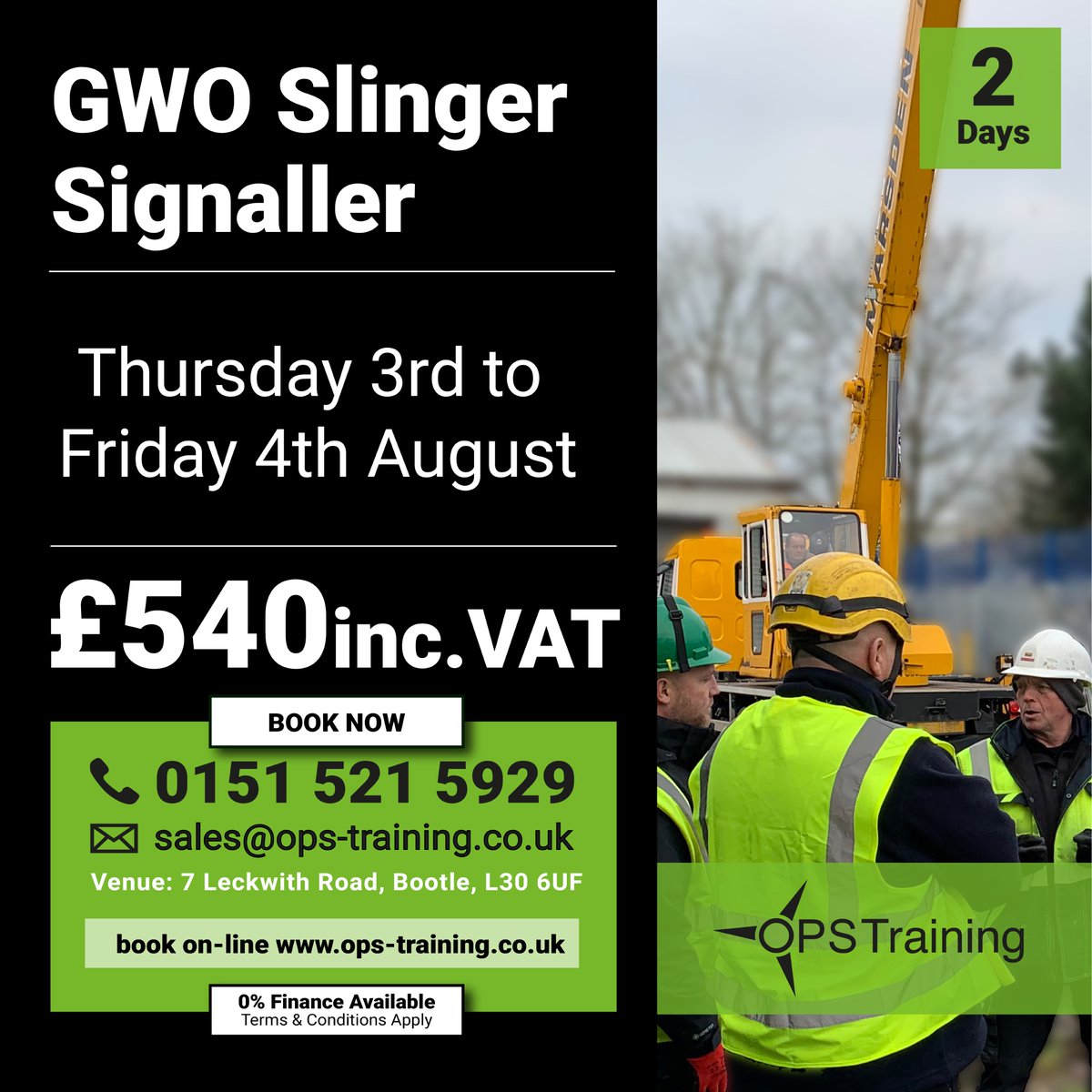 OEG_Training's tweet photo. 🏗 Spaces available GWO Slinger Signaller this week 3rd- 4th August £540 inc.vat

Returning customers receive 5% discount.

Give us a call on 0151 521 5929 or head online https://t.co/D3www0qWEz

#opstraining #ops #slinger #gwo #gwotraining #slingersignaller #offshore #windenergy https://t.co/x5j9R9OmMB