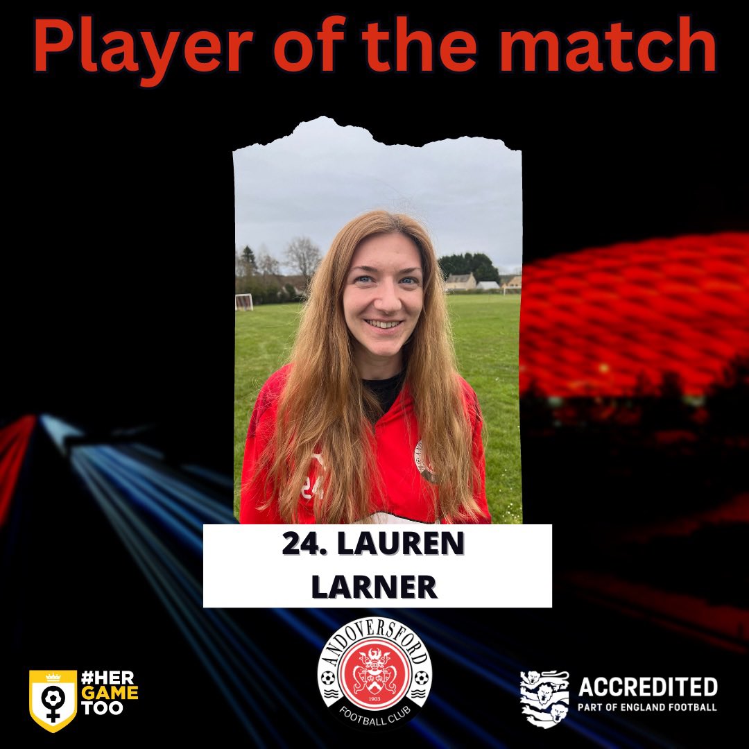 AndoversfordFC's tweet photo. …our joint player of the match for yesterdays game is Lauren Larner who put in an unstoppable performance on the wings! She managed to make a nuisance of herself all game with her amazing runs down the wing, scoring a well deserved goal too! Well done Lauren! #hergametoo https://t.co/AckQK5iFw3