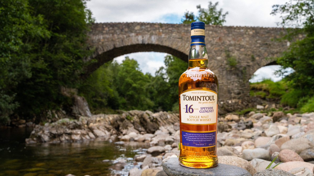 TomintoulWhisky's tweet photo. Two signature sights in the Cairngorms National Park: Tomintoul 16 Year Old and the historic Bridge of Avon, which sits just downstream from Tomintoul Distillery. https://t.co/iCviaTcds7