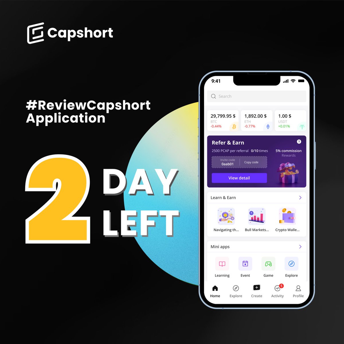 The Review Capshort Application event is gradually closing. Is your video in the top 10?

📍 Details: bit.ly/3PW5yw5

#Capshort #SocialFi #app #blockchain #event