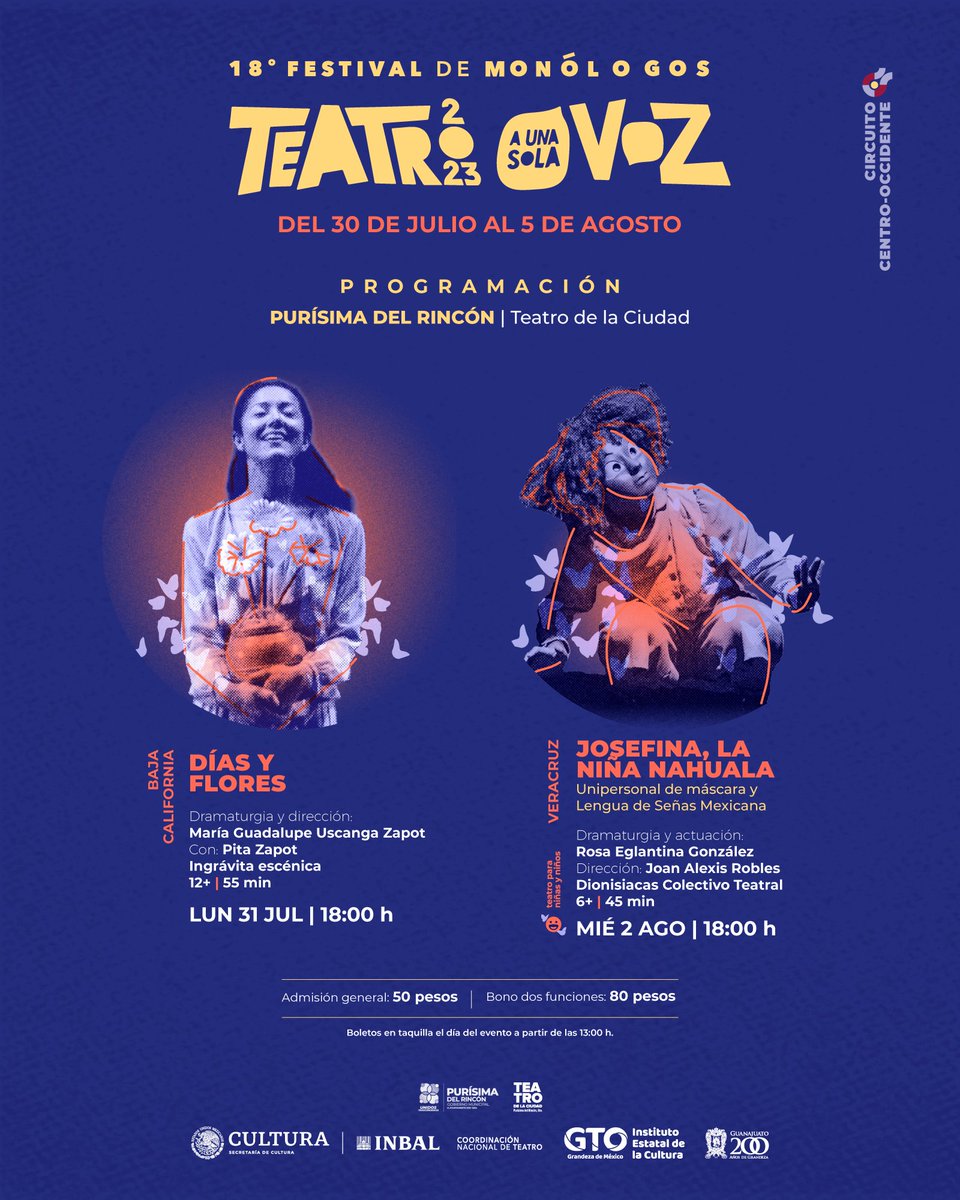 A partir de hoy, emociónate con <a href="/teatroa1solavoz/">Teatro a Una Sola Voz</a> en <a href="/PurisimaMx/">PURÍSIMA DEL RINCÓN</a>. "Días y flores" y "Josefina, la niña nahuala" te esperan en nuestro escenario. Adquiere tus boletos en taquilla. #AUnaSolaVoz #TeatroMexicano