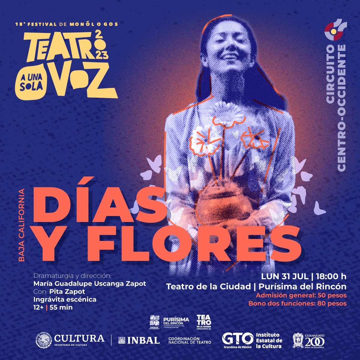 En "Días y flores", Pita Zapot nos conduce por una historia homenaje para sanar una herida profunda: el dolor por un ser querido desaparecido forzadamente. Acompañános este noche en nuestra primera función de <a href="/teatroa1solavoz/">Teatro a Una Sola Voz</a>