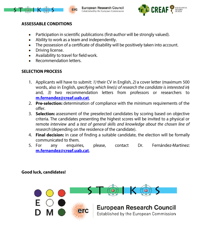 Burriach's tweet photo. ++ JOB ALERT ++ 
PhD student positions to join the
@ERC_Research #StG @STOIKOS_ERC at @CREAF_ecologia in #Barcelona: 5 different lines of research to join us!  https://t.co/Ragbv0WSbc
Apply until 30-September (extended). Please RT! https://t.co/2WIhCW5Niw
