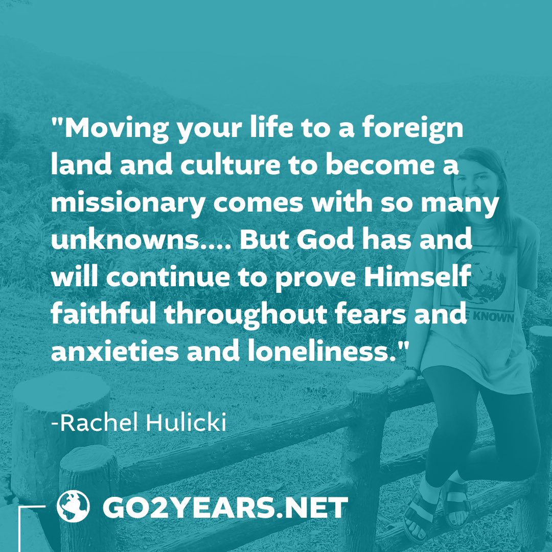 Go2Years's tweet photo. Rachel Hulicki serves overseas as a missionary, having accepted Christ in college and deciding to #go2years after college to share the hope of the gospel with others. 🌎🙏

Are you interested in serving overseas? Learn more about the Go2 initiative at https://t.co/KVnRahAEo4. https://t.co/ORLvATLf1X
