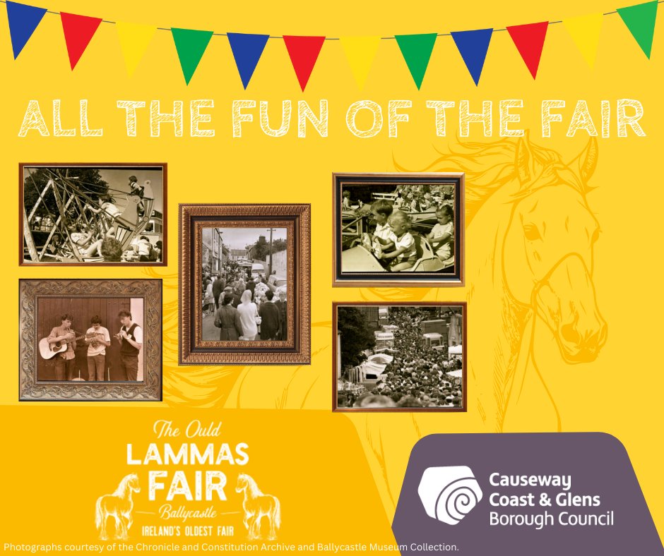 EventsCauseway's tweet photo. Looking back at The Ould Lammas Fair from times gone by. The Fair has been a part of the fabric of Ballycastle for over 400 years, bringing people together and holding a very special place in the culture of the area.

#LammasFair #ballycastle #ccgbc #visitcauseway https://t.co/qAq5DfRv4M