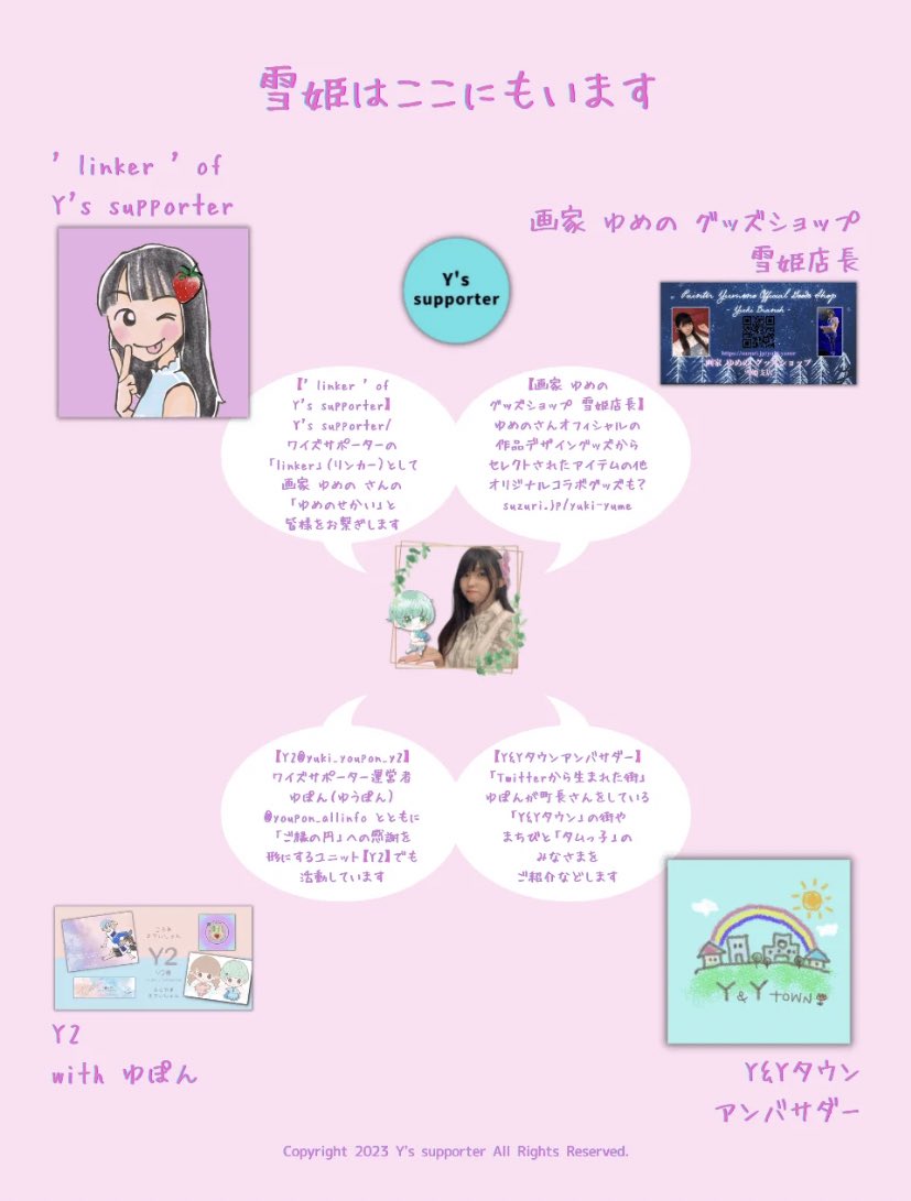 🍓画家 ゆめの さん <a href="/yumeno_art_/">画家 ゆめの</a> のアーティストマネジメント 担当事業者 ワイズサポーター<a href="/Ys_supporter/">Y's supporter/ワイズサポーター【公式】</a>メンバー ' linker ' 🍓画家ゆめのグッズショップ 『雪姫支店』店長 橘雪姫です！

公式アカウント <a href="/yuki42197office/">橘 雪姫🍓🍰【公式】</a> プライベートアカウント <a href="/yuki42197/">雪姫🍓🍰</a>

共々よろしくお願いいたします❣️