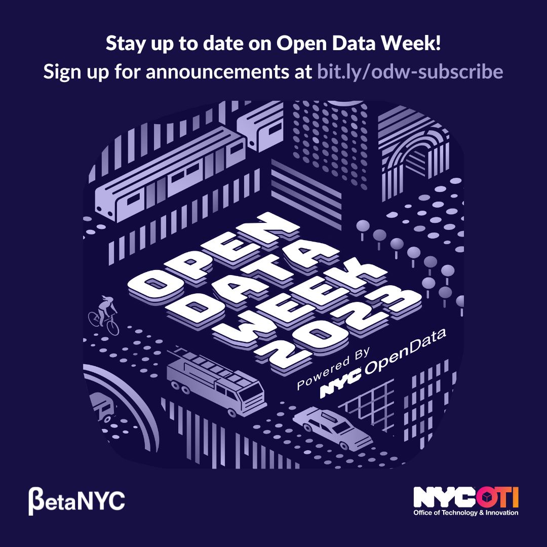 BetaNYC's tweet photo. Did you miss #opendataweek or #nycsodata this year? 👀
No fear - travel back in time with recordings from ALL festivals from 2021 onwards, courtesy of @isocny, at < https://t.co/xMtPUoDhpC >!📊🎉 https://t.co/opJ59n6Ly4