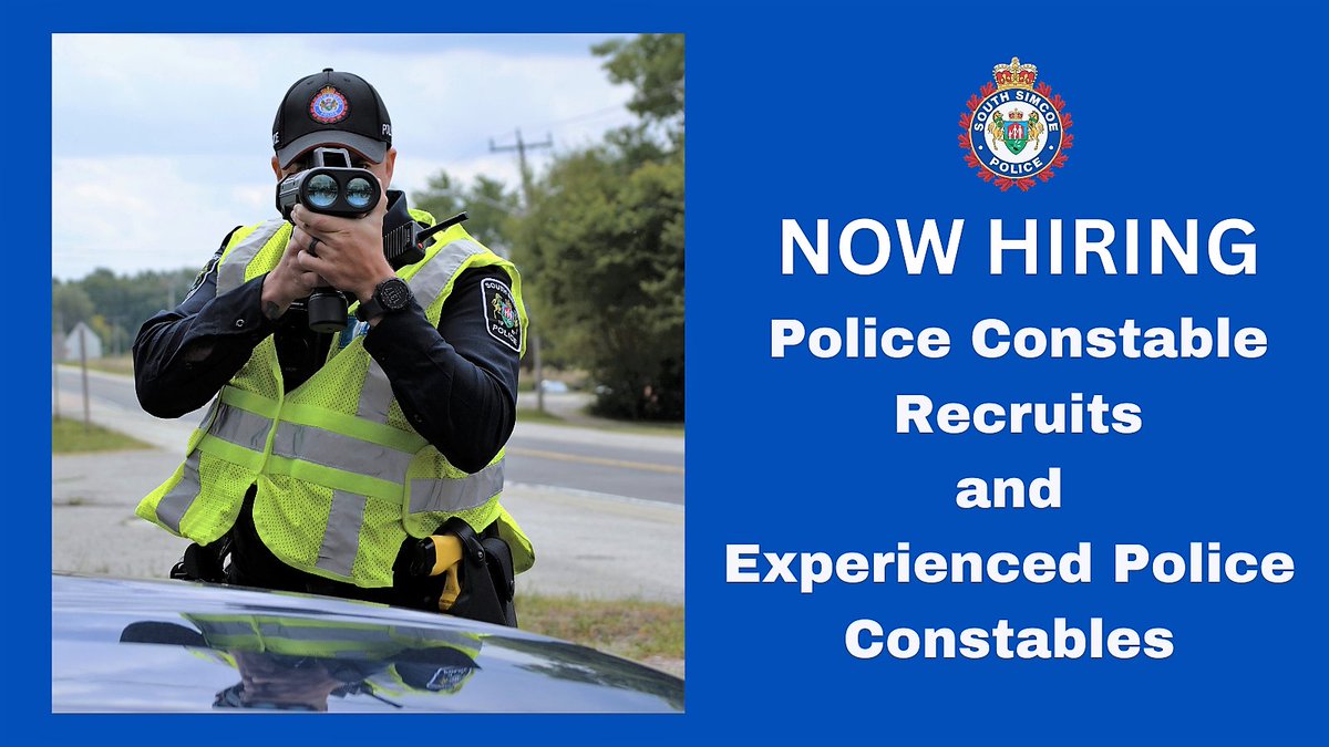 SouthSimcoePS's tweet photo. NOW HIRING: This is your chance to join the #SSPSFamily! We're hiring experienced constables and police constable recruits.
Visit our website in the Join Us section for details.
#NowHiring #JoinSSPS
https://t.co/wdc3GbGnXZ https://t.co/hnfjEQNwEC
