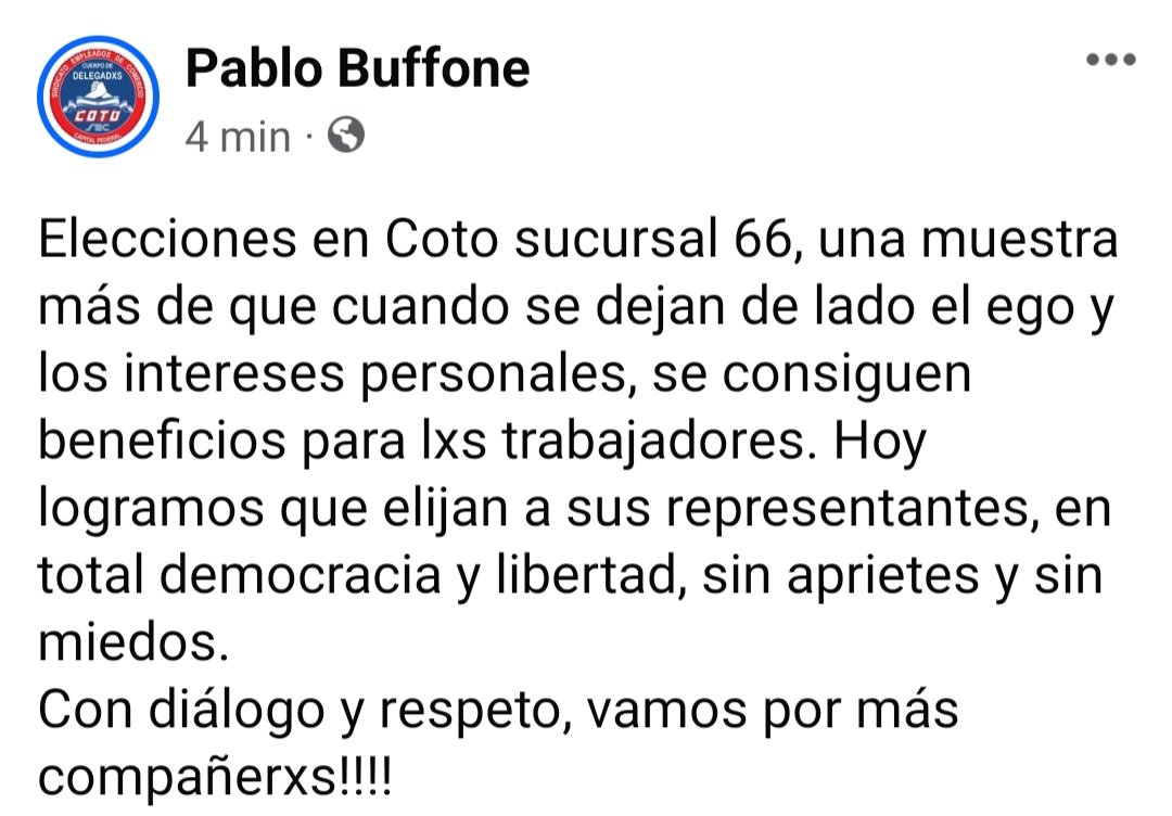 BuffonePablo's tweet photo. Un enorme agradecimiento al SEC. Sindicato Empleados de Comercio y a los compañeros que están realizando la elección. @BifariR @cocorojas83 @carniza25 @DanielOveja @gabyfranch77 @Montesinocarlo1 @RICARDOMBARBAR @Sebasju158 @VaneRamos1402 @CarlosPerezSEC @Enrique53482105 https://t.co/wnOBY2UOyk