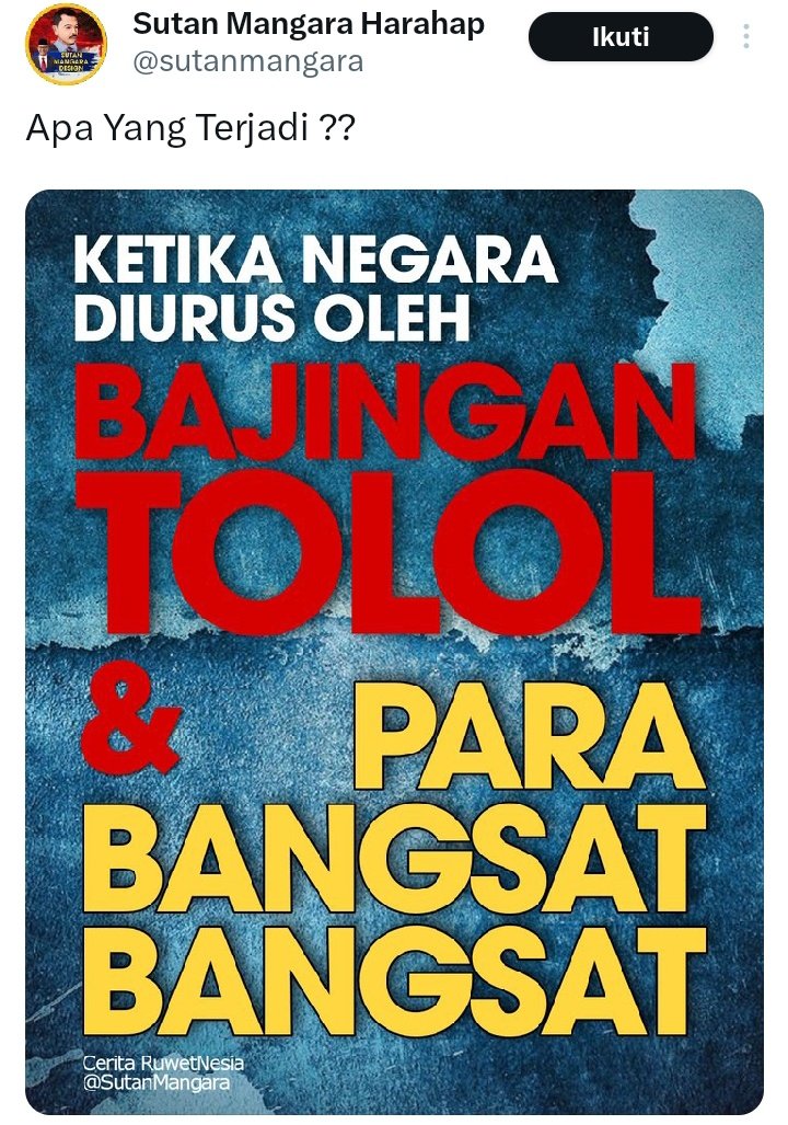 monggo para pengelola negara @DivHumas_Polri @KejaksaanRI @ListyoSigitP @mohmahfudmd dll kalau kalian merasa ikut andil mengurus negara, kalian di kata2in @sutanmangara seperti 👇👇🥶😳