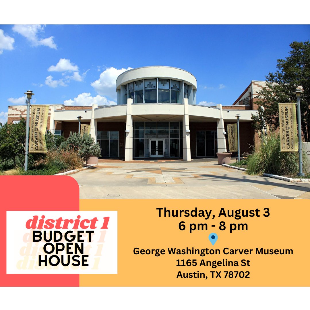 Reminder: THIS THURS! Join the D1 team for an interactive conversation about the City of Austin's proposed Fiscal Year 2023-24 budget. RSVP & submit questions at: forms.gle/7HPRDJxhjHBmqs…