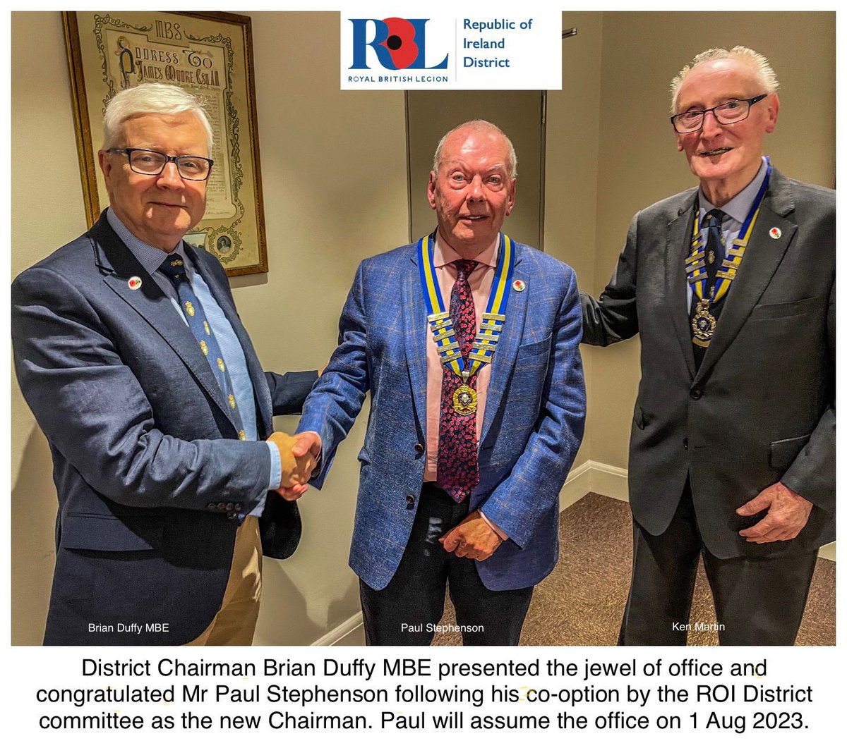 BZ (Navy speak for well done) Dublin Branch Chairman Paul Stephenson on becoming the RBL ROI District Chairman