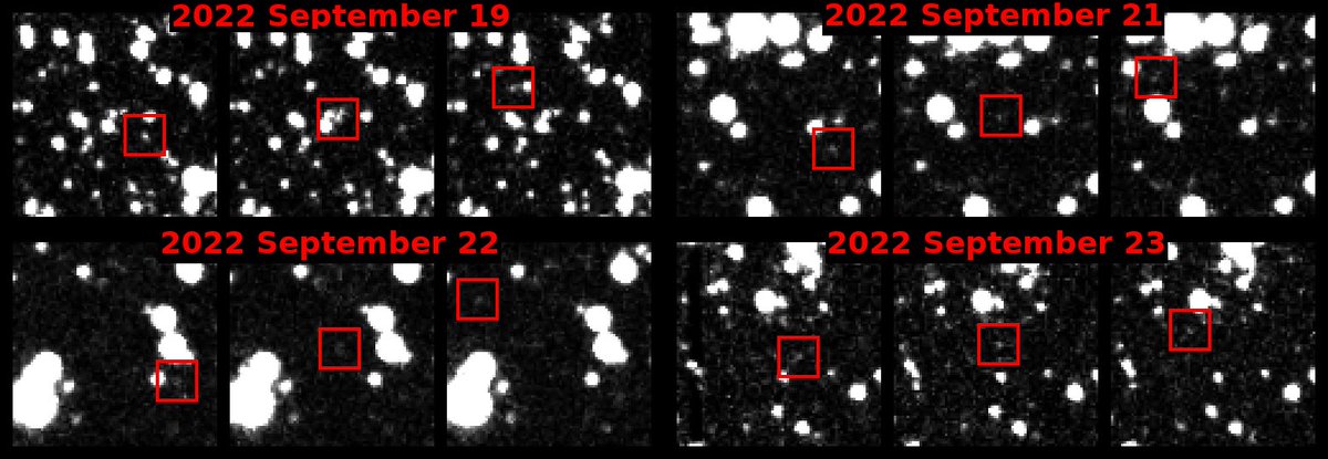 We found our first potentially hazardous asteroid, 2022 SF289, using the HelioLinC3D code that will power @VRubinObs's LSST survey!! Written by @uwdirac's Ari Heinze, the new code can identify asteroids with half the observations as needed before. washington.edu/news/2023/07/3… . 🧵 👇