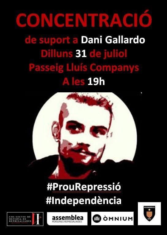 Avui Dani, no podre estar al teu costat a la concentració, sóc lluny de BCN, però al meu cor batega en força contra la injustícia, <a href="/PabloHasel/">Pablo Hasel</a> <a href="/valtonyc/">Josep Valtònyc</a> ni oblit ni perdó, sortiu tots al carrer colapseu de nou, som CDR som aquí, Donec perfíciam.
