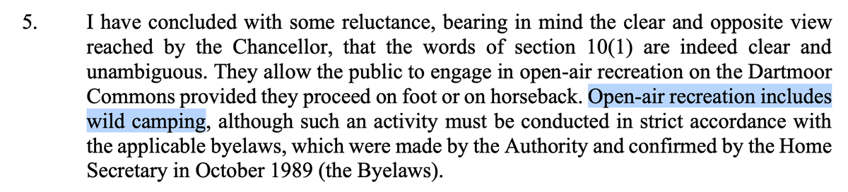AdamWagner1's tweet photo. Lovely judgment on statutory construction - the Court of Appeal reversing the High Court, concluding that 'wild camping' is permitted on the Dartmoor Commons without permission of the relevant land owner 

https://t.co/Ytb0q8ekjr https://t.co/6DavDkv8i5