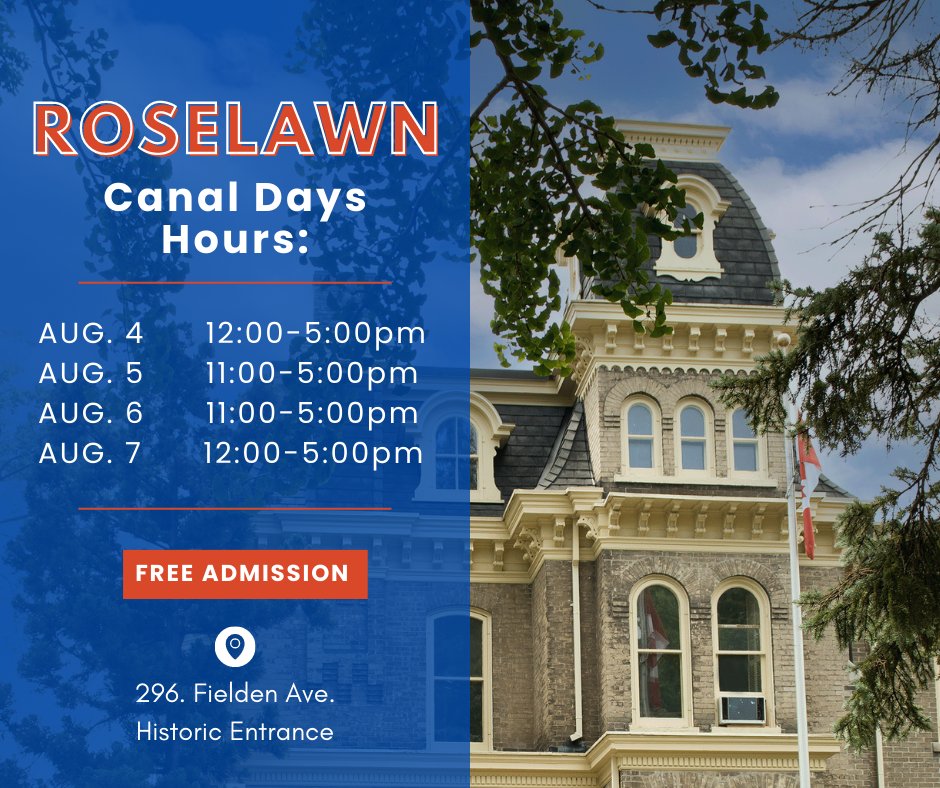 Visit the <a href="/RoselawnCentre/">RoselawnCentre</a> this Canal Days weekend to check out the newest exhibit 'A Discovery of the Titanic'. Plus have a chance to win a fun summer door prize on August 5th and 6th!