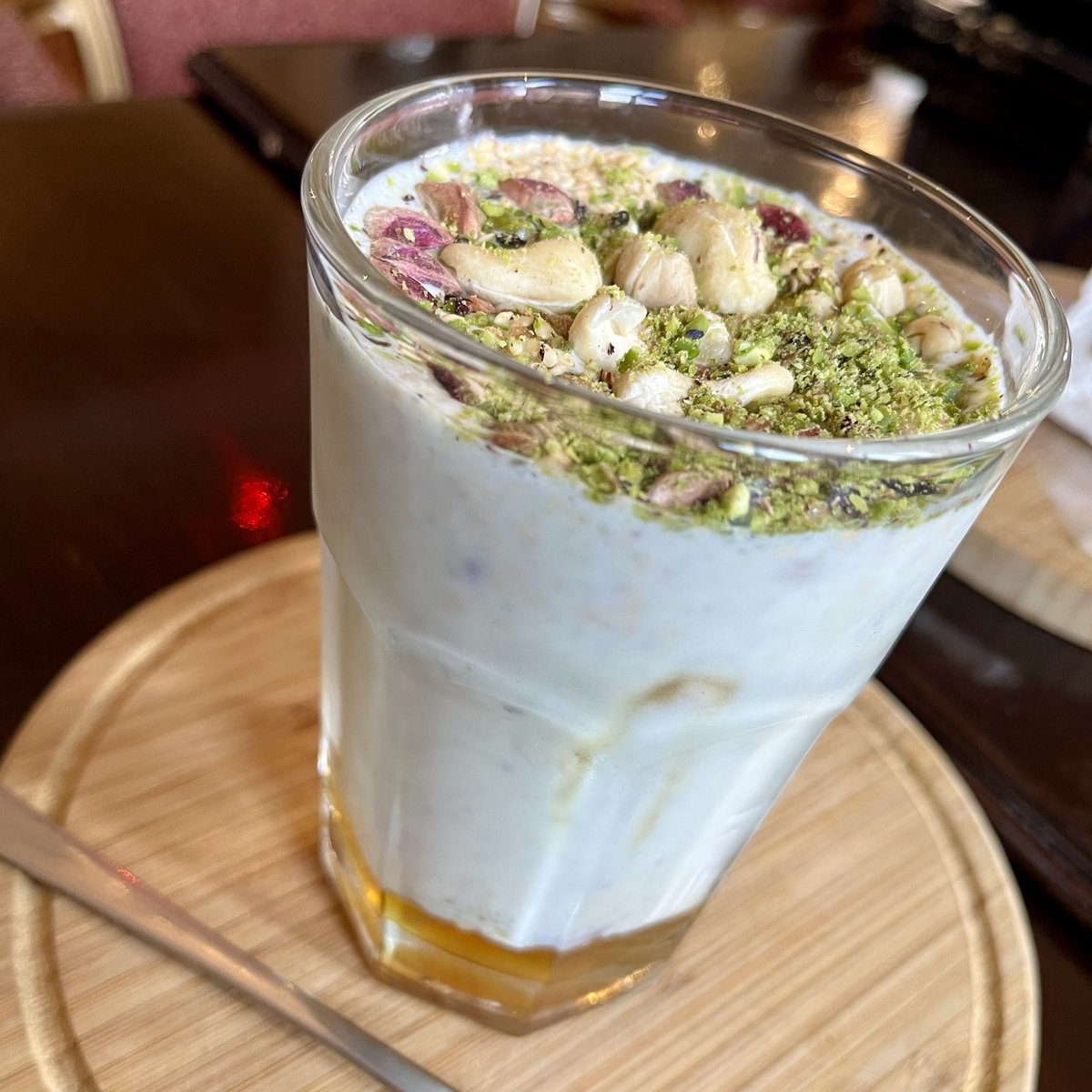 Mashhad in Iran is mainly known for pious pilgrims but is also home to a luscious, low-key culinary secret called majoon. Part shake, part dessert it’s made with crushed walnuts, banana, ice cream, cream, honey and ground pistachio. Yum!

📷: @514eats