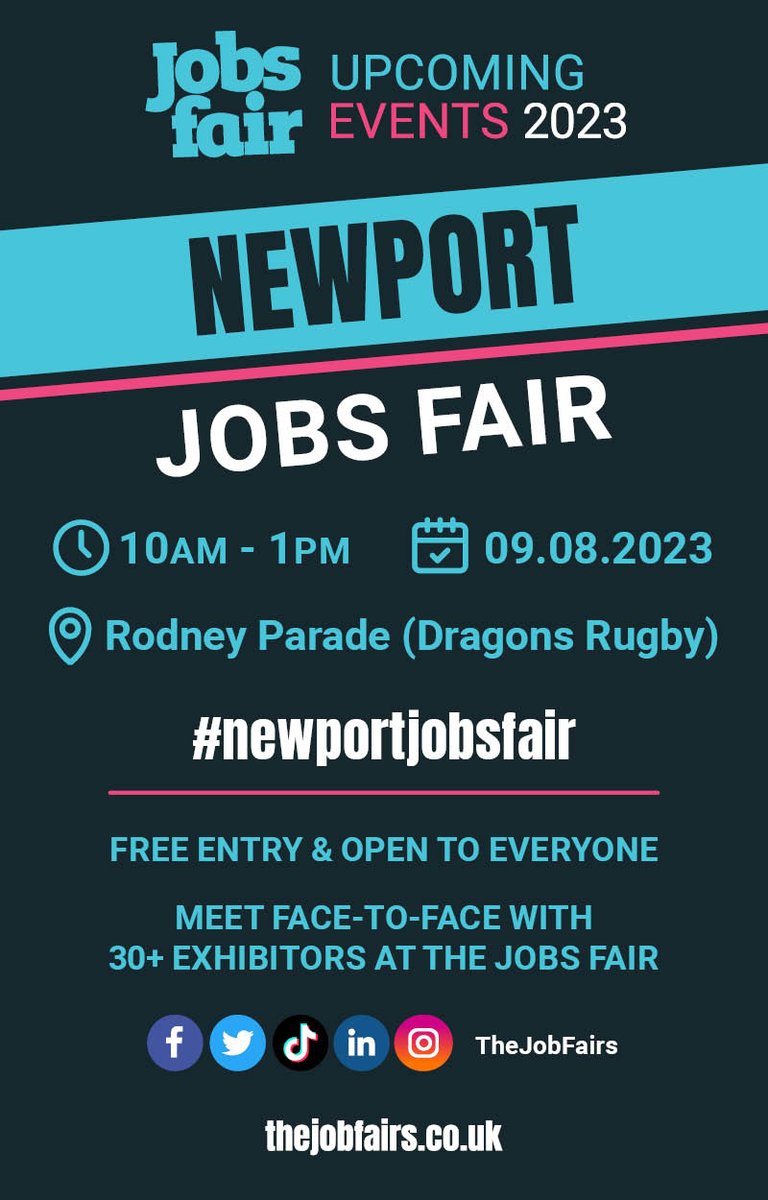 🐉 𝙅𝙊𝘽𝙎 𝙁𝘼𝙄𝙍 | This time tomorrow! Newport Jobs Fair at <a href="/rodneyparade/">Rodney Parade</a>   ⤵️

🆓 entry to everyone - open 10am to 1pm 🙌

#newportjobsfair