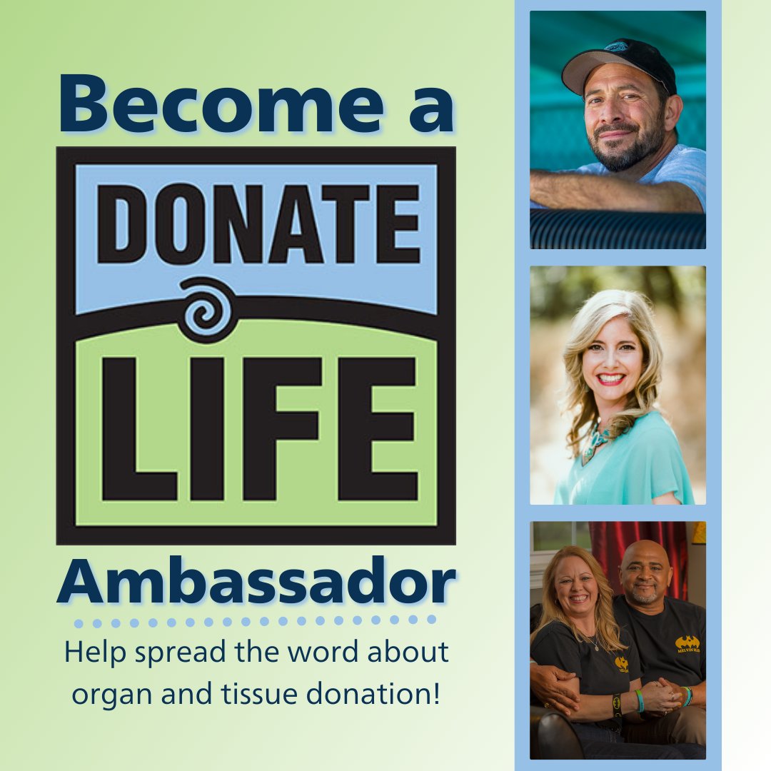 Want to spread the word about organ and tissue donation but don't know where to start? Become a Donate Life Ambassador!

Anyone can be a volunteer Ambassador—join us today by signing up at tfaforms.com/4626059