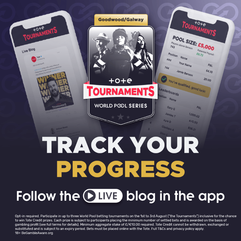 ToteRacing's tweet photo. Playing in the Tote Betting Tournament today? 🏇 

Download our app for the best tournament experience, featuring...   

📈 Live leaderboard
🏇 @JBenno28's bets
✍️ Blogging from @TrendHorses &amp; @helynsar 

#BeatBenson | 18+, https://t.co/WW8or8fV1F