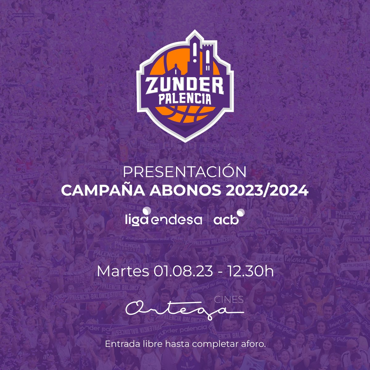 👉🏼 ¡LLEGÓ EL DÍA! 😃
📅 Martes 1 de agosto.
⌚ 12.30h.
💜 Presentación del Spot y la Campaña de abonados 23/24 <a href="/ACBCOM/">Liga Endesa</a>.
📍 Cines Ortega 🎬
🎟️ Entrada libre hasta completar aforo. ¡Te esperamos!
#ZunderPalencia