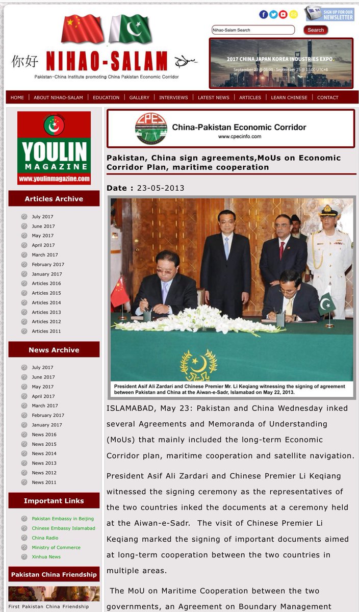 AleeAmir3's tweet photo. #PZardari is pioneer of the #CPEC, signing Ceremony was held on "May 22,2013" at Islamabad & those who are begging for #DamFund, trying to halt project which will make revolutionary rise in economy of Pakistan ones completed — CPEC is real game changer. #SaveCPEC https://t.co/P51B2XxXBy