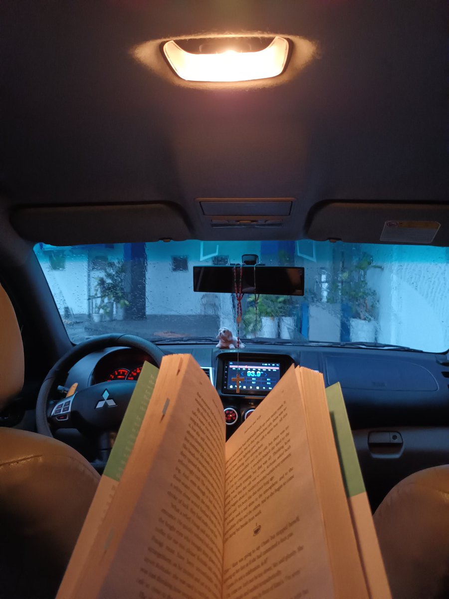 copeialibs's tweet photo. At the perfect time, no one can stop you and your book— even if it's sitting inside a car with the rain pouring outside and its dark and you can barely call this a light https://t.co/LgHK4wvjNB
