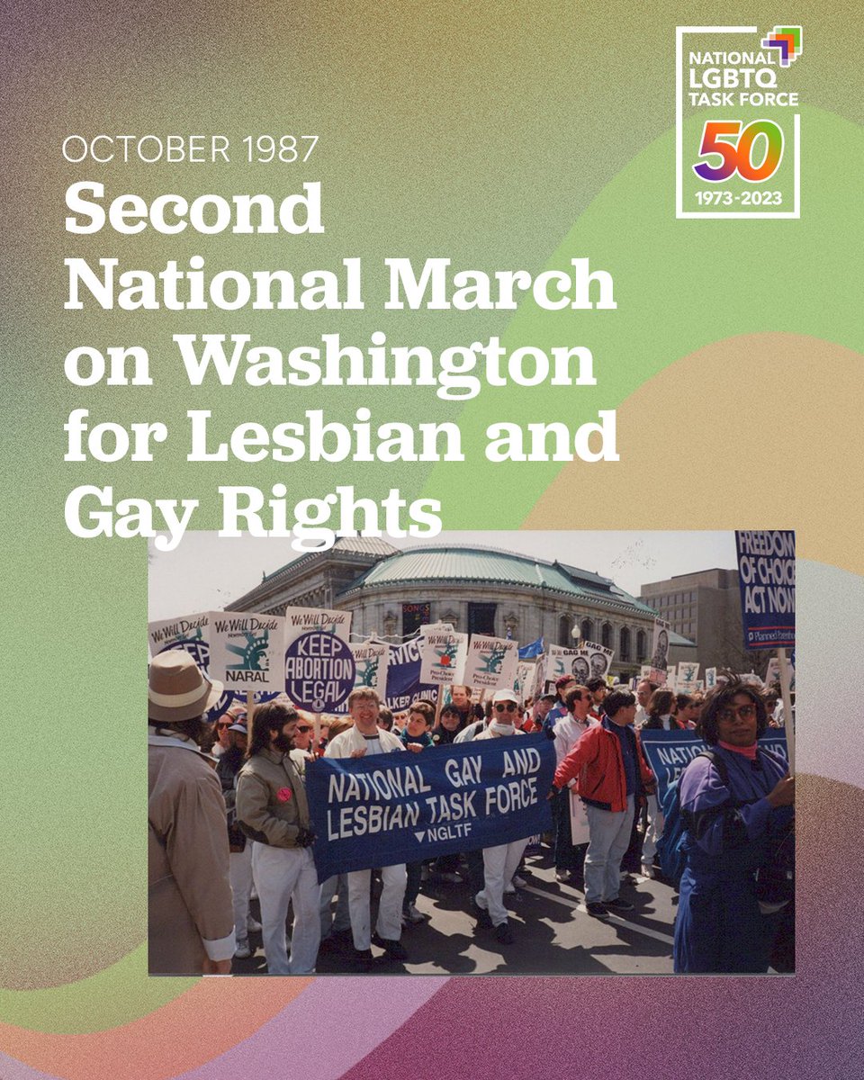 TheTaskForce's tweet photo. More than 200,000 people attended the March to protest government inaction on the AIDS crisis and the Bowers v. Hardwick #SCOTUS decision that upheld Georgia's sodomy laws.#TaskForceAt50 https://t.co/lgDgorU4mf