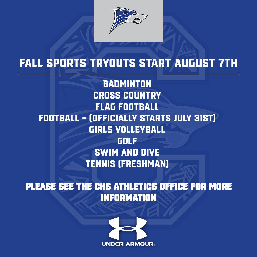 SOC_CHSWOLVES's tweet photo. Fall Sport tryouts are next Monday! 

Have your physical paperwork completed and submitted. 

Contact CHS Athletics with any questions. 

Go Wolves! https://t.co/YMSdJNSR4a