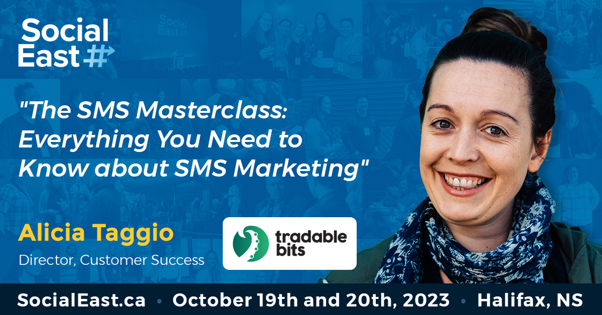 ‼️ Speaker Alert ‼️ 

Calling everyone who uses or wants to use SMS Marketing. You will not want to miss insights from our speaker Alicia who has over a decade of experience working in the digital marketing space. 

Learn with Alicia at #SocialEast 2023.

socialeast.ca