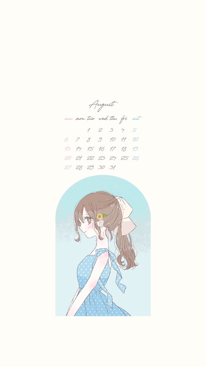 「⌇8月カレンダー画像配布  良かったら壁紙にお使いください! ⠀  ⠀ ◯画像を」|あやた🤍コミティア144のイラスト