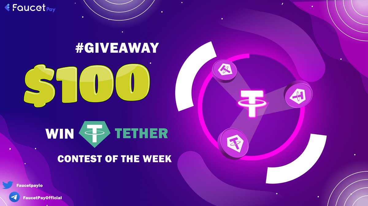 🥳 We are pleased to announce the draw of $100 #USDT

💰$50 is distributed to 2 lucky winners

➡️ Follow: @Faucetpayio
➡️ Tag Friends Using #USDT 
➡️ Like &amp; Retweet

🏆 We will choose 2 random winners!

⏳ Ends 7/8 9PM EST

#BTC #BNB #USDT #TRX #LTC #ETH #DOGE #FEY #Giveaway
