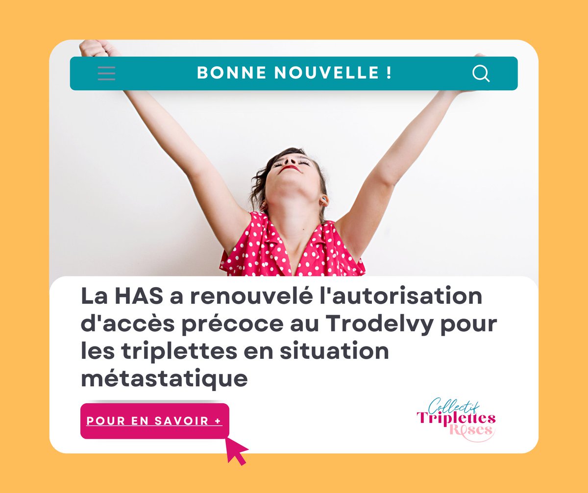 Collectif Triplettes Roses (@collectif_mt) on Twitter photo 😊 C'est OUI pour continuer à accéder au #TRODELVY !
✅ Pour en savoir plus : lnkd.in/gDaqJ5Ni
💖 Pour soutenir les Triplettes, adhérez au Collectif Triplettes Roses : lnkd.in/gsW4v9R5
#EnsembleToutEstPossible #MobilisationTriplettes <a href="/HAS_sante/">Haute Autorité de santé</a> <a href="/GileadSciences/">Gilead Sciences</a> 😊 C'est OUI pour continuer à accéder au #TRODELVY !
✅ Pour en savoir plus : lnkd.in/gDaqJ5Ni
💖 Pour soutenir les Triplettes, adhérez au Collectif Triplettes Roses : lnkd.in/gsW4v9R5
#EnsembleToutEstPossible #MobilisationTriplettes <a href="/HAS_sante/">Haute Autorité de santé</a> <a href="/GileadSciences/">Gilead Sciences</a>