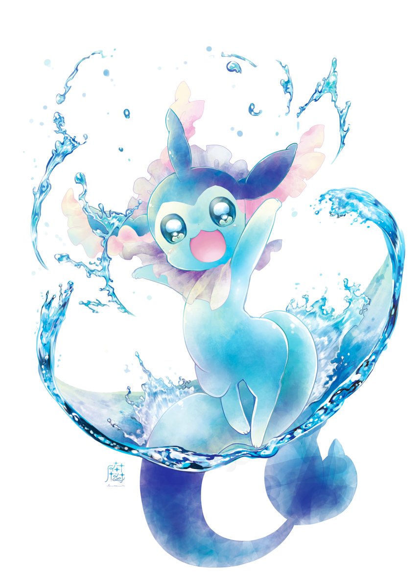 pokemon (creature) no humans open mouth solo water smile white background  illustration images