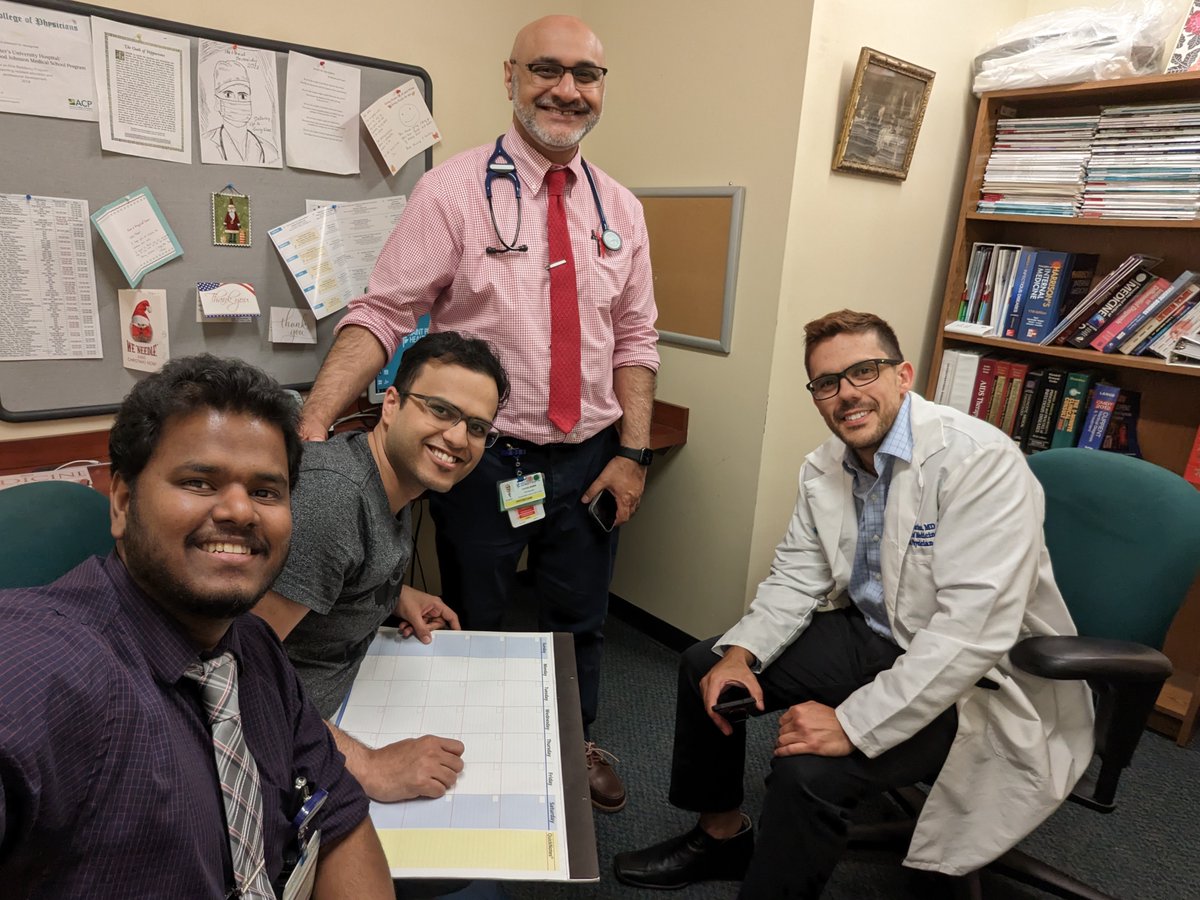 Getting ready for an amazing academic year ahead! 📚 Current Chief Resident Dr. Santharaman was joined by incoming Chief Residents Drs. Pathak and Piedra Butina, along with our new Program Director Dr. Haris Rana. Exciting times ahead!