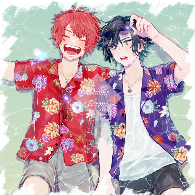 「2boys hawaiian shirt」 illustration images(Latest)